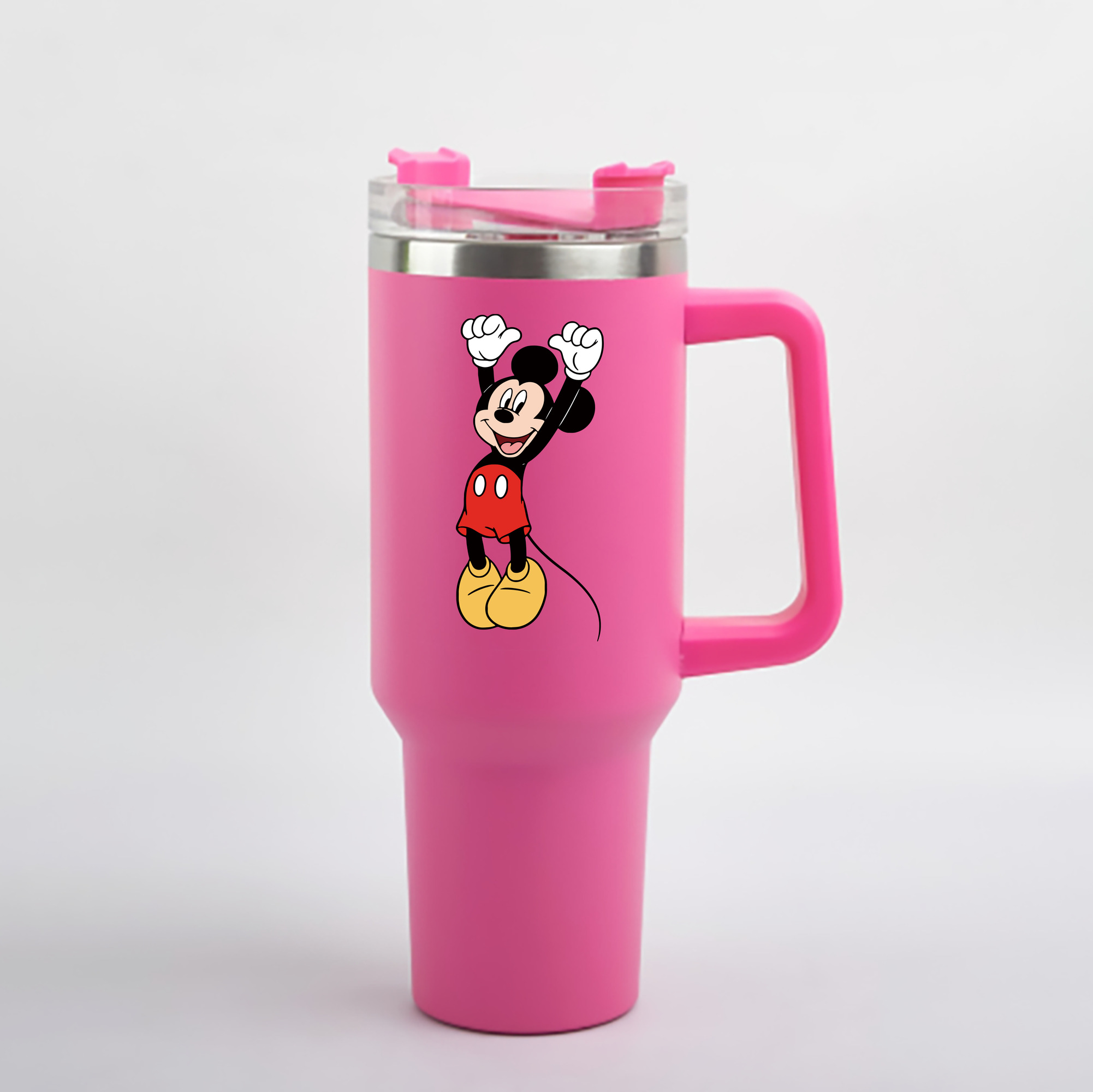 （画像用） ミッキーマウス Mickey Mouse 1200mL車用タンブラー - クリスタルステッカー（プラスチックストロー付き）
